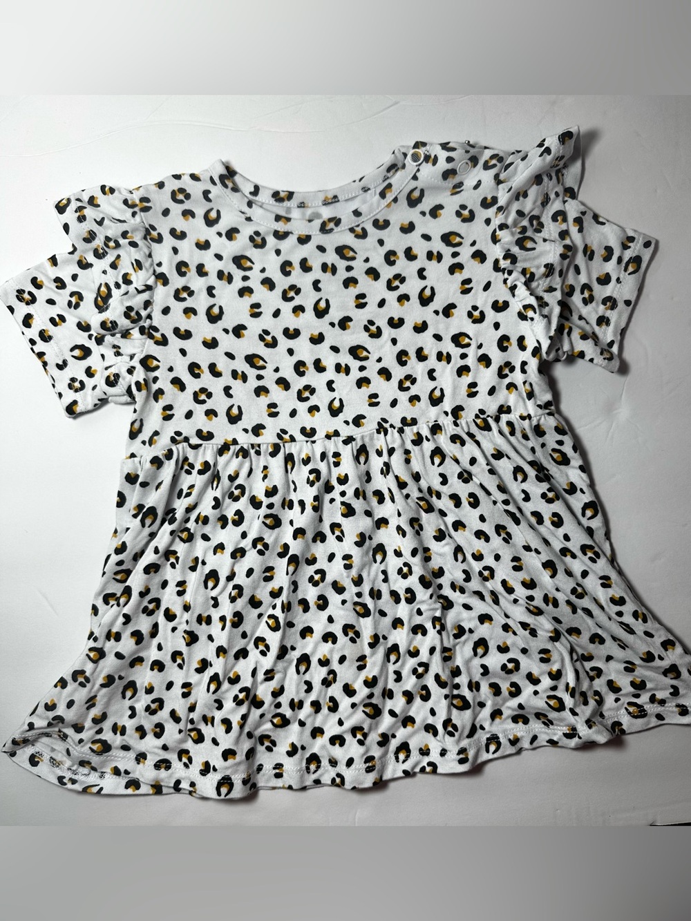 Girls Bamboo Leopard Print Ruffle Sleeve Top - Cute Animal Print Laree + Co